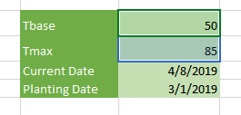 Growing Degree Day Parameters